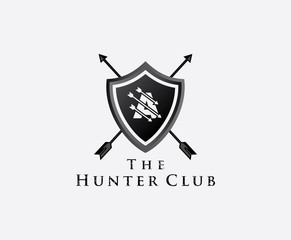 A Hunter Club Logo, A Letter Shield Letter Logo Icon. 