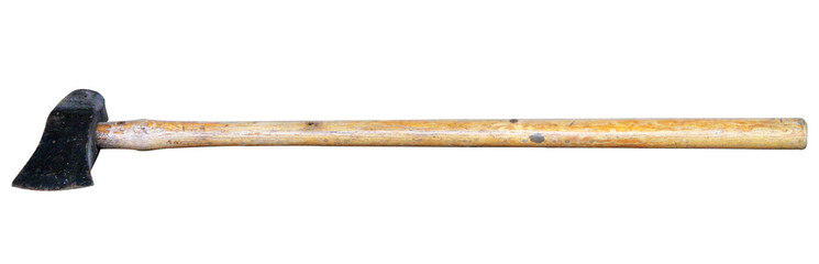 An old well-used ax isolated on a white background