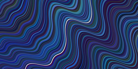 Fototapeta premium Dark BLUE vector pattern with curved lines.