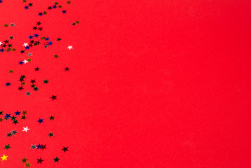 Stars on a red background.