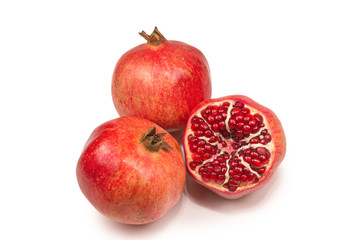 Sweet pomegranate isolated on white background.
