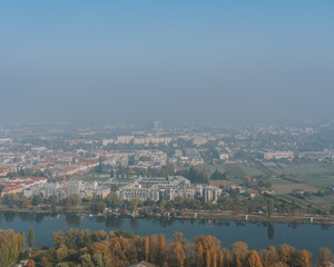 Fototapeta na wymiar City views from atop of the Danube tower in Vienna, Austria