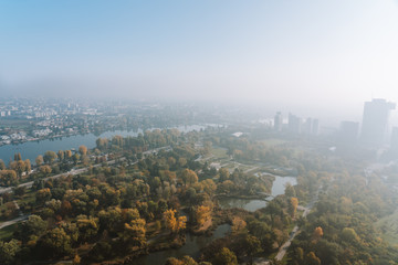 Obraz premium City views from atop of the Danube tower in Vienna, Austria