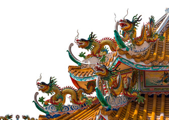 Fototapeta na wymiar Dragon Sculpture on White Background