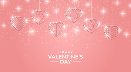 Elegant Valentine's Day background with golden rose hearts