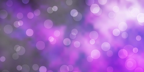 Light Purple vector template with circles. Illustration with set of shining colorful abstract spheres. Pattern for wallpapers, curtains.