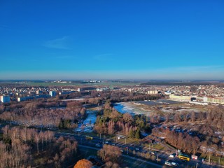 Aerial view of Minsk, Belarus in winter
