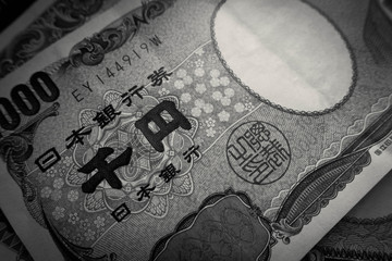 Fototapeta na wymiar 日本の千円札です（モノクローム）