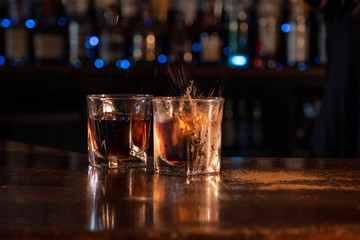 ice splashing into drink