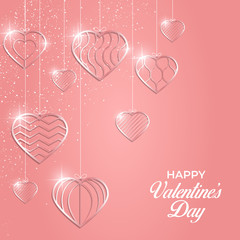 Elegant Valentine's Day background with golden rose hearts