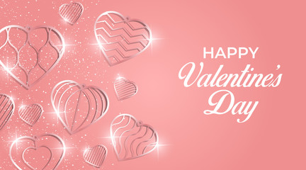 Elegant Valentine's Day background with golden rose hearts