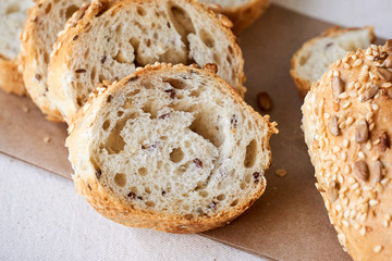 Slices of loaf with various seeds