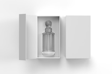 Whiskey decanter bottle Gift Box for branding and mock up. 3d render illustration.