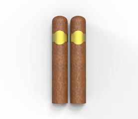 Blank cigar template for mock up, 3d render illustration. 