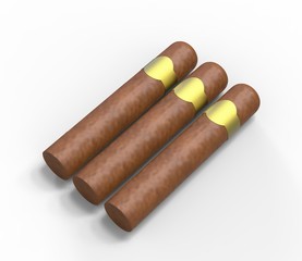 Blank cigar template for mock up, 3d render illustration. 