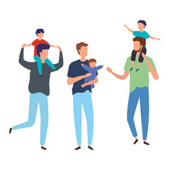 Fototapeta premium men with sons avatar character