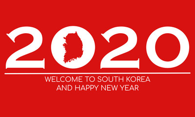 Chinese New Year style 2020 Text Silhouette Map of South Korea