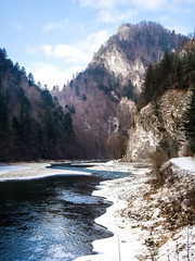 Dunajec River Gorge in winter