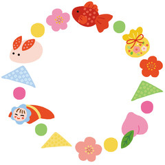 つるし飾り　フレーム　ひなまつり