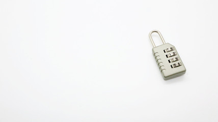 A Code Key Lock on Isolated white Background