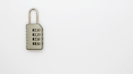 A Code Key Lock on Isolated white Background