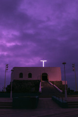 people in city at night