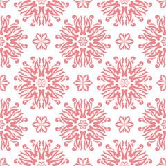 Floral seamless pattern. Pink flowers on white background