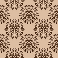 Bruin bloemen naadloos patroon op beige background