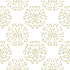Floral seamless pattern. Light olive design on white background