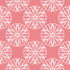 Floral seamless pattern. White flowers on pink background