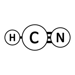 Hydrocyanic acid molecule icon.