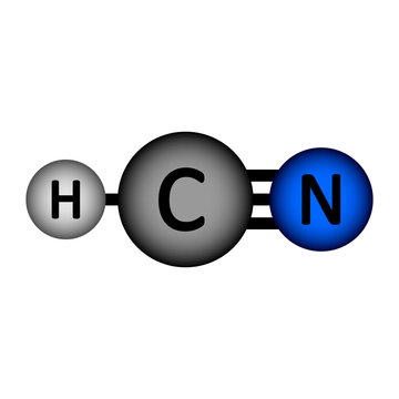 Hydrocyanic acid molecule icon.