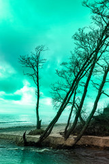 Baltic sea coast in winter time next to Liepaja, Latvia.