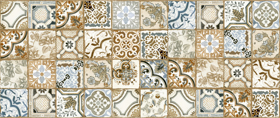 seamless azulejo pattern vintage background - obrazy, fototapety, plakaty