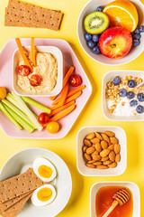 Healthy snack on a pastel background.