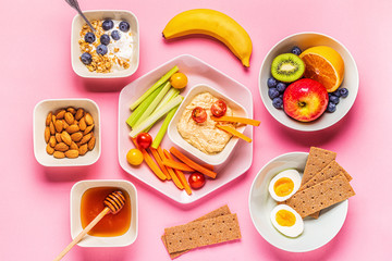 Healthy snack on a pastel background.