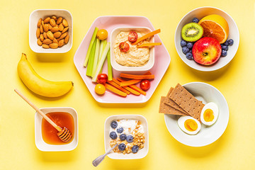Healthy snack on a pastel background.