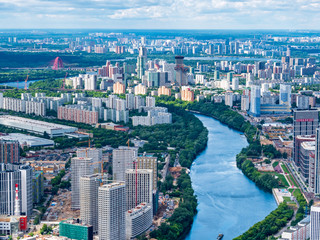 Fototapeta premium Moscow City view from top as a bird to see Russian life