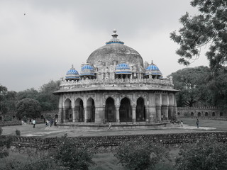 Indian temple with blue roof