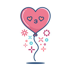 kawaii valentine heart balloon illustration