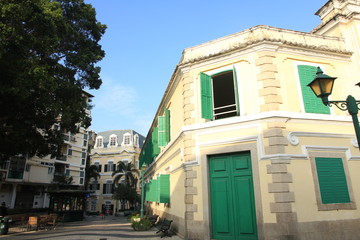 Fototapeta na wymiar European Architecture in Largo de Santo Agostinho (St. Augustine’s Square), Macau