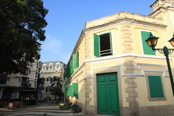 Fototapeta na wymiar European Architecture in Largo de Santo Agostinho (St. Augustine’s Square), Macau