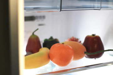 the fresh fruits in refrigerator