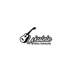 Simple minimalist typography ukulele music logo design. Vector graphic ukulele. Ukelele logo design.