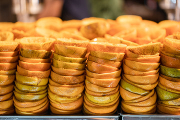 Many Orange pill fruit half