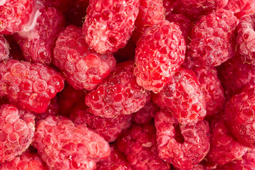 Raspberry berries closeup frozen