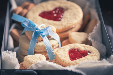 Closeup of gorgeous valentine cookies as special snack