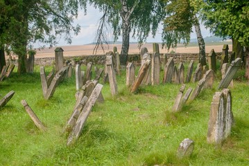 old jewish cemetery with stone thombs