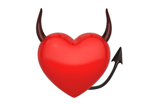 Devil Heart Shape Isolated in white background.  3d illustration
