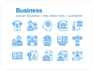Fototapeta na wymiar Business Icons Set. UI Pixel Perfect Well-crafted Vector Thin Line Icons. The illustrations are a vector.
